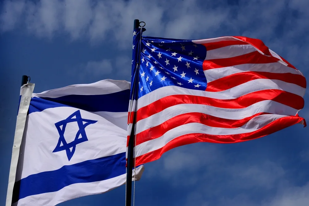 American and Israeli flags displayed side by side