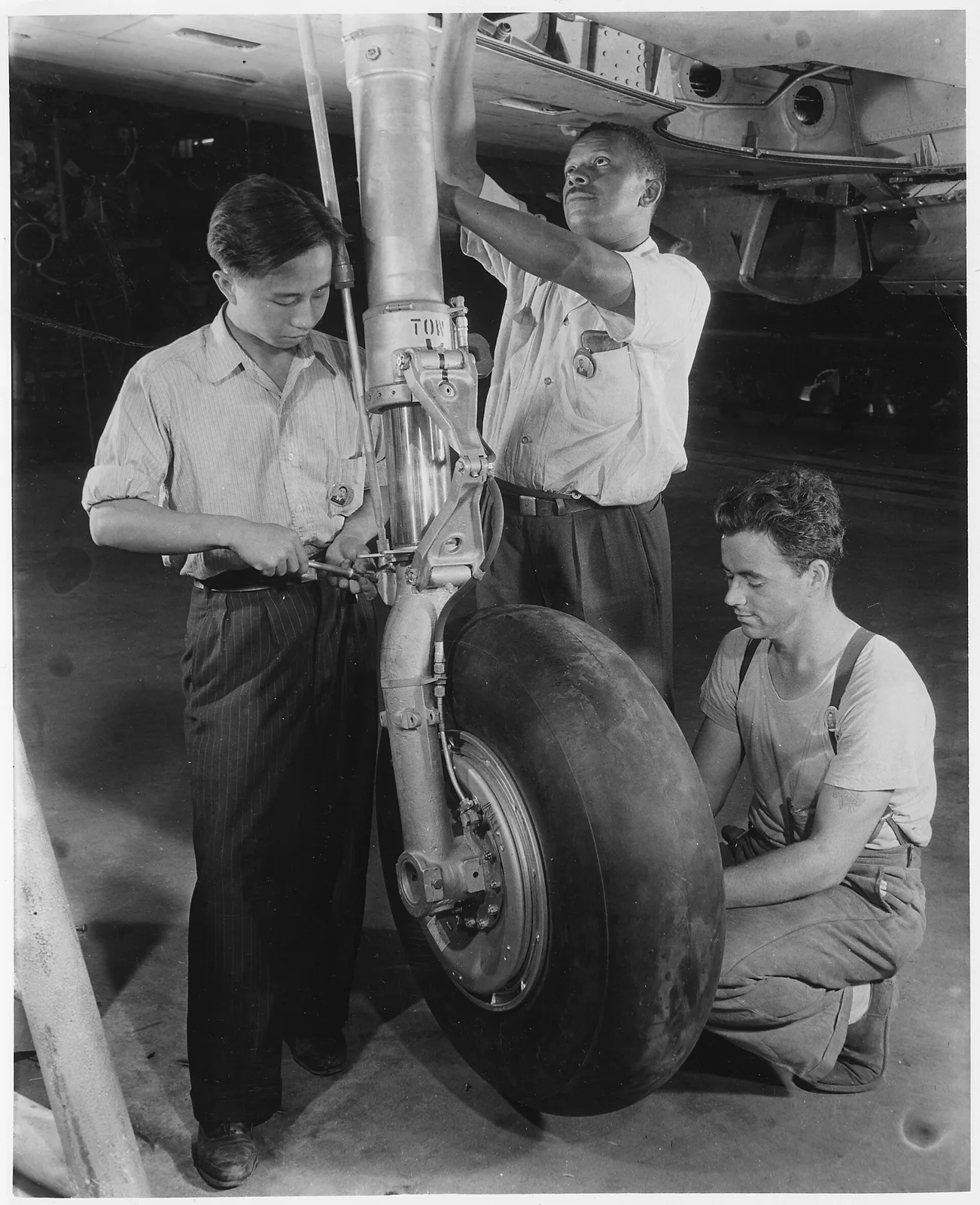 Workers at an eastern aircraft factory during World War II