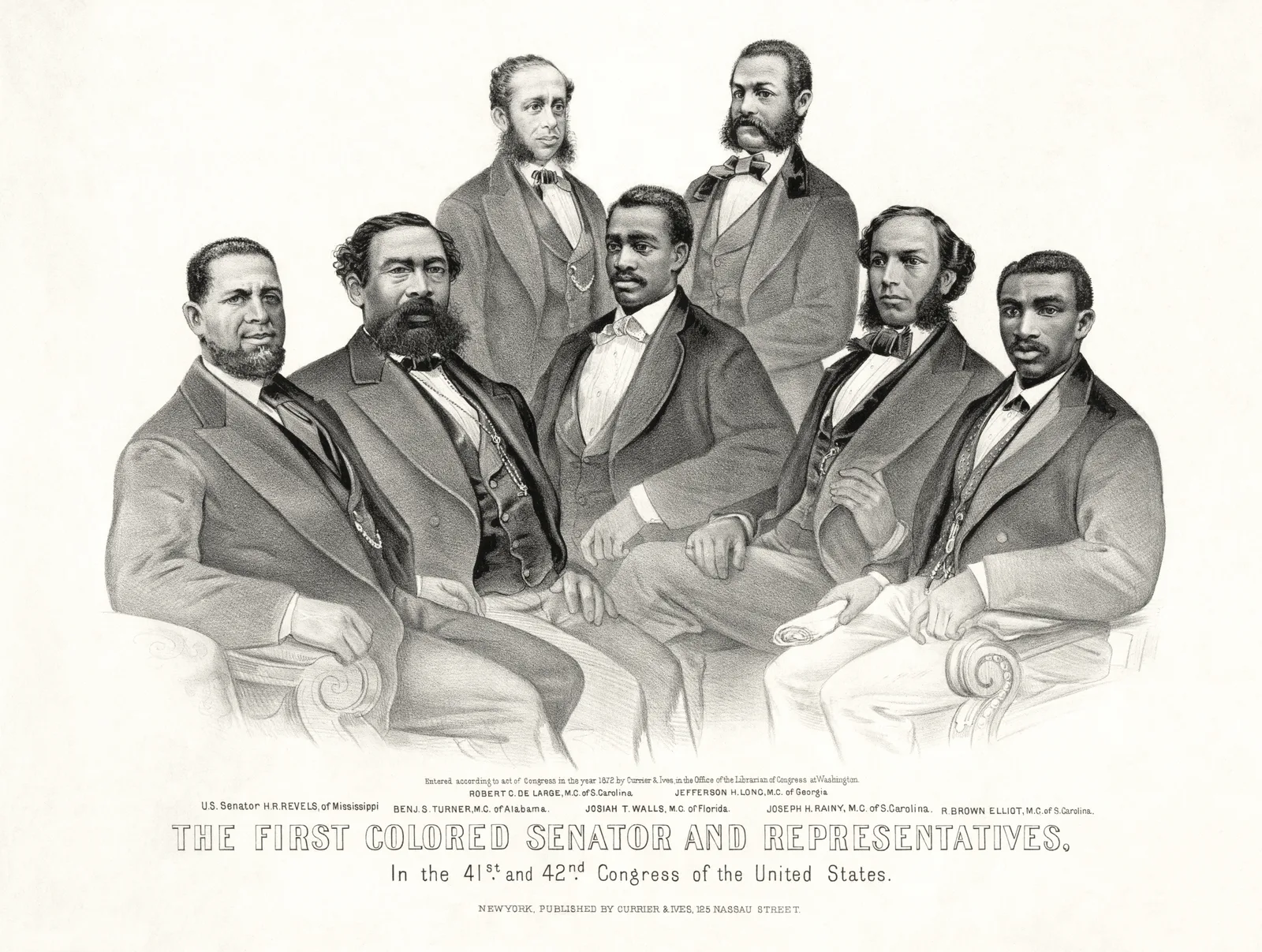 Portrait of the first Black members of the United States Congress during Reconstruction