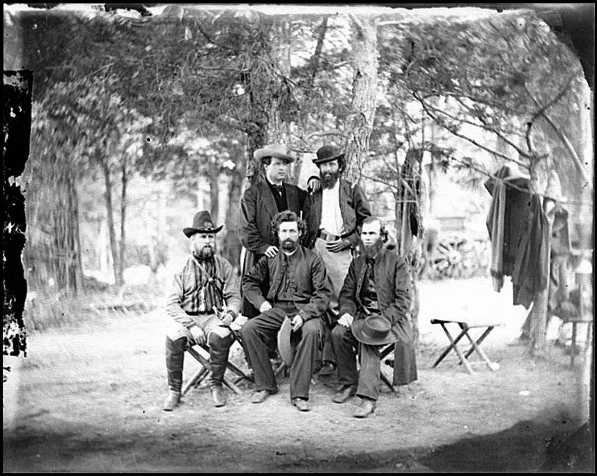 Officers of the Irish Brigade photographed at Harrison's Landing, Virginia, during the American Civil War, 1862