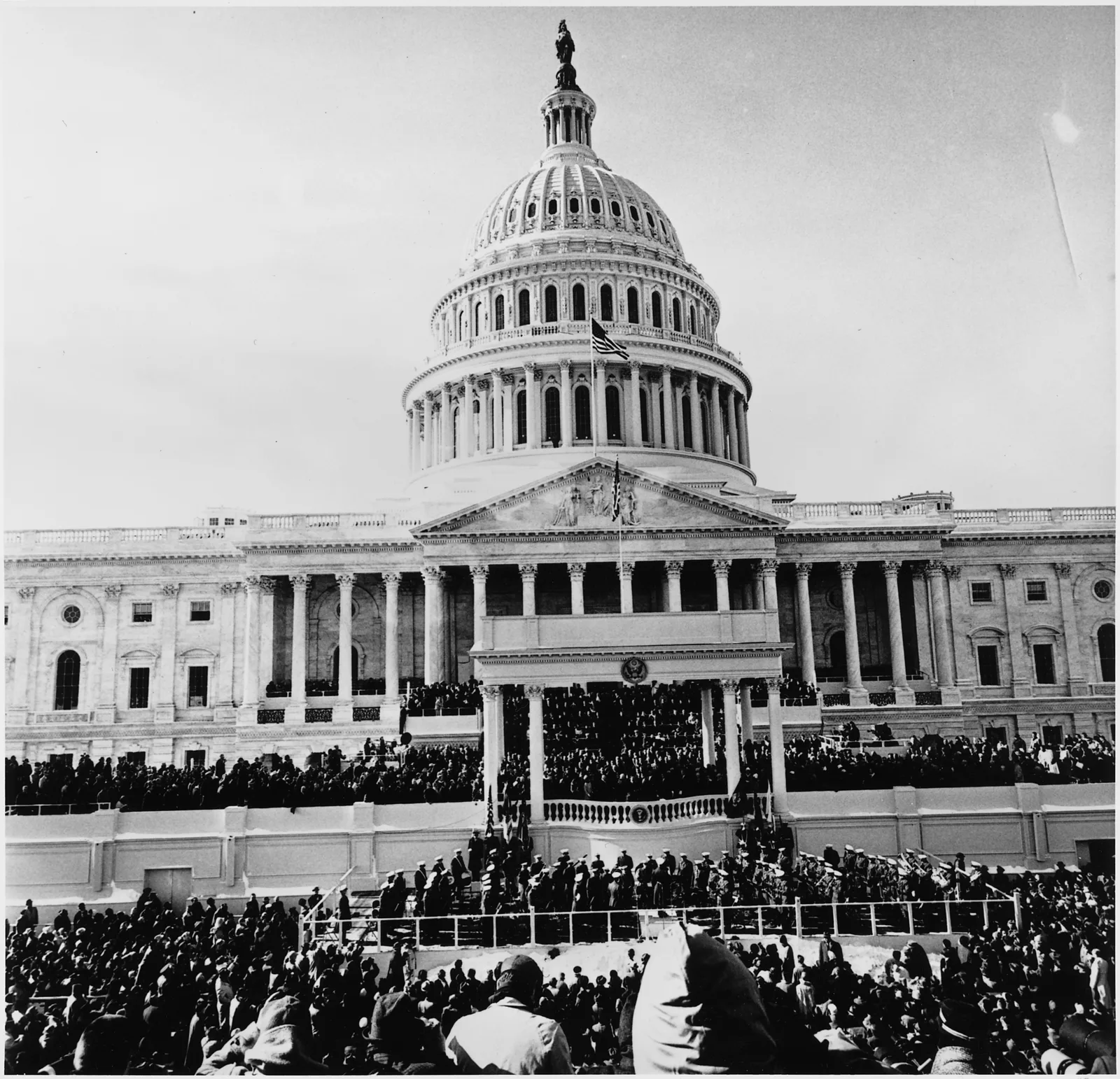 President John F. Kennedy delivering his inaugural address in January 1961