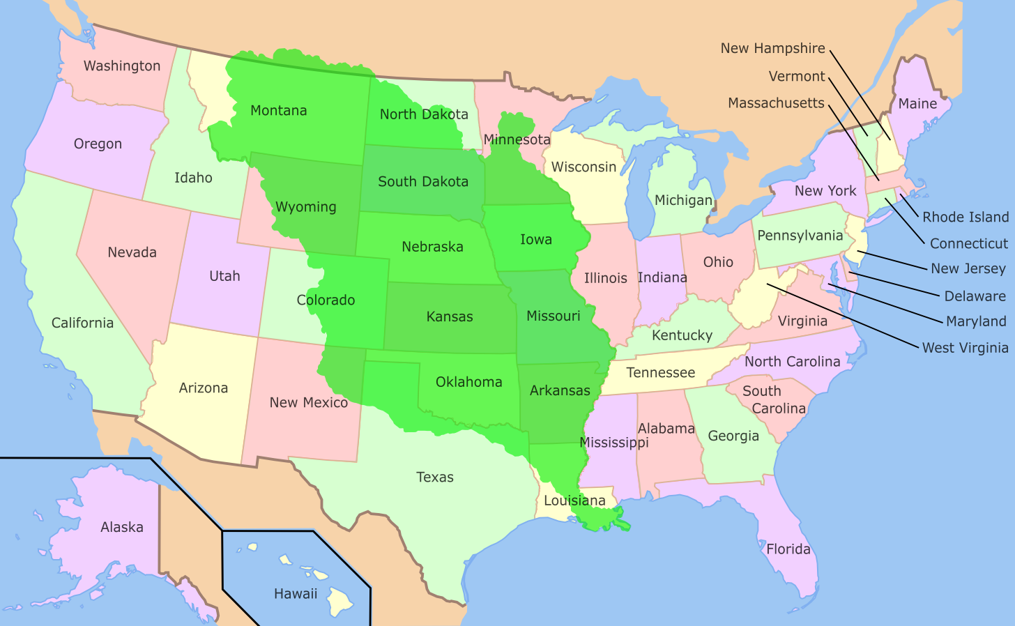 Map of the Louisiana Purchase territory in 1803