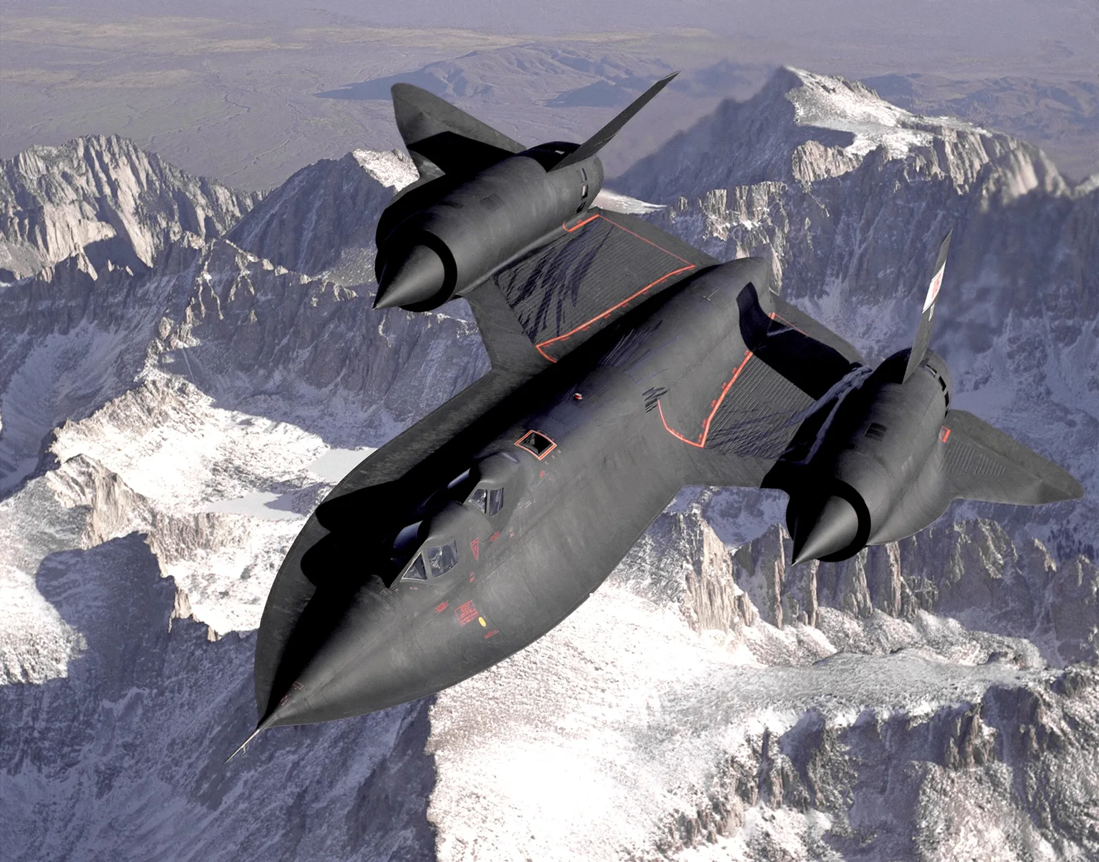 A U.S. Air Force SR-71 Blackbird strategic reconnaissance aircraft in flight against a clear sky