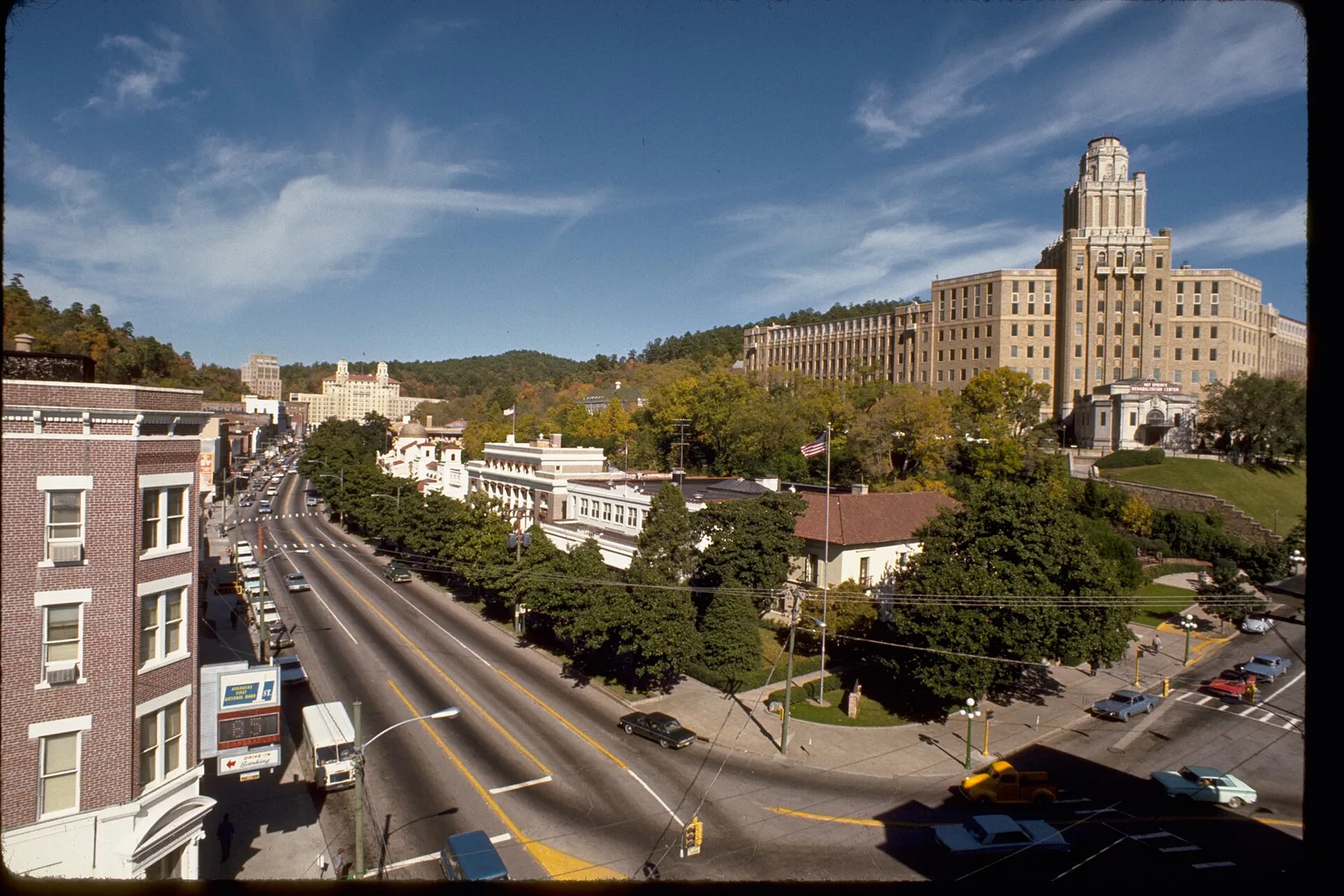 Historic buildings along Central Avenue in Hot Springs National Park, Arkansas