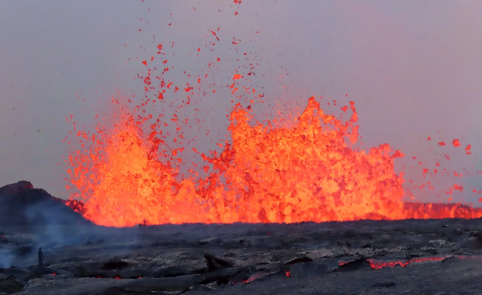 Kilauea volcano lava glow illuminating the night sky at Hawaii Volcanoes National Park