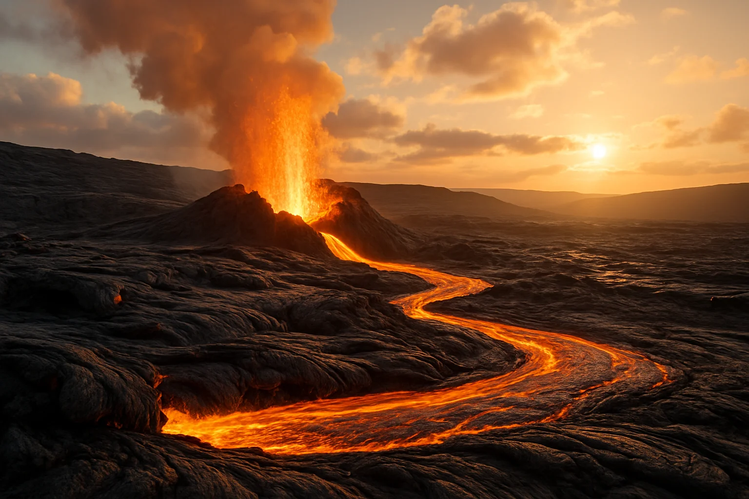 Active lava flow from Kilauea volcano entering the Pacific Ocean, Hawaii Volcanoes National Park