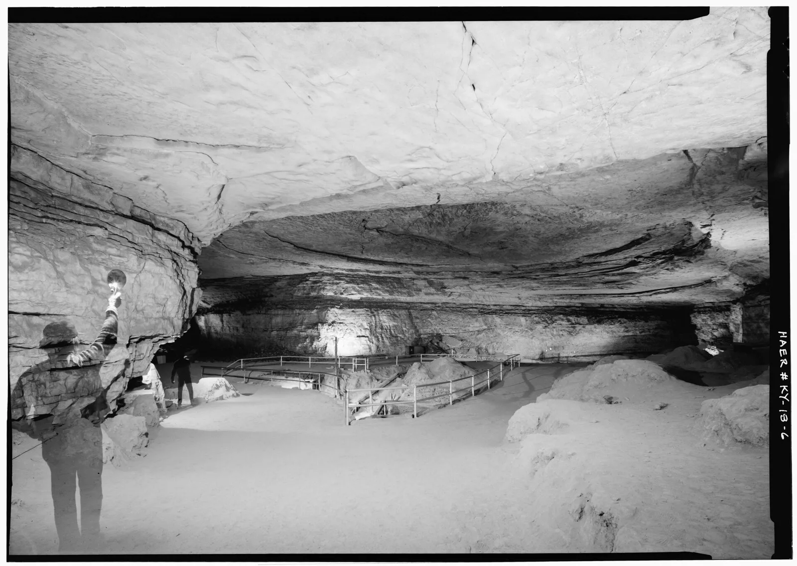 Historic tour inside Mammoth Cave, showing the cave's vast passages and geological formations