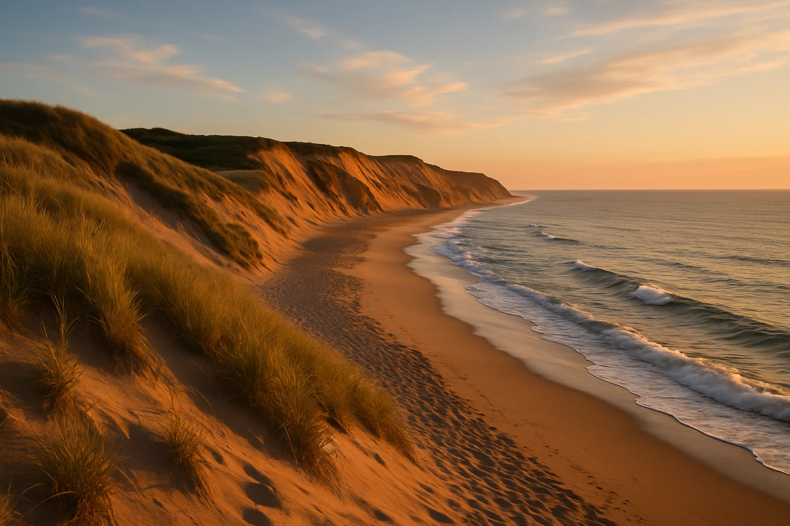 Cape Cod's National Seashore, white sand dunes and Atlantic surf along the Outer Cape, Massachusetts