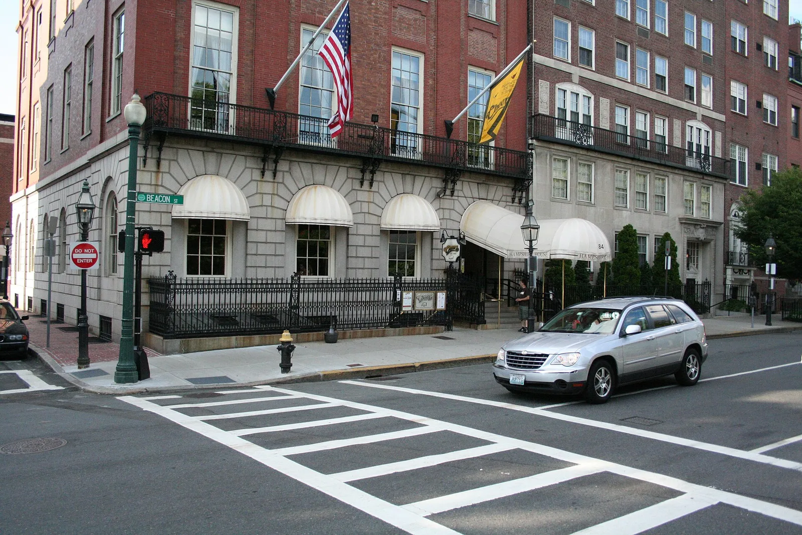 The Cheers (Bull and Finch Pub) entrance on Beacon Street in Boston