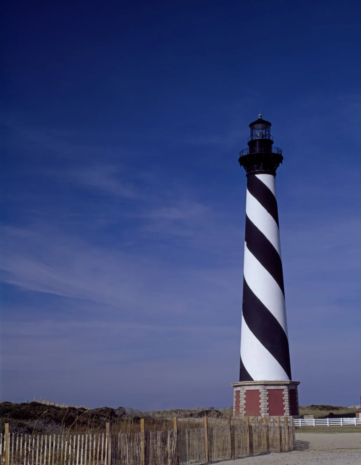 Cape Hatteras Lighthouse black and white spiral stripes on the Outer Banks of North Carolina