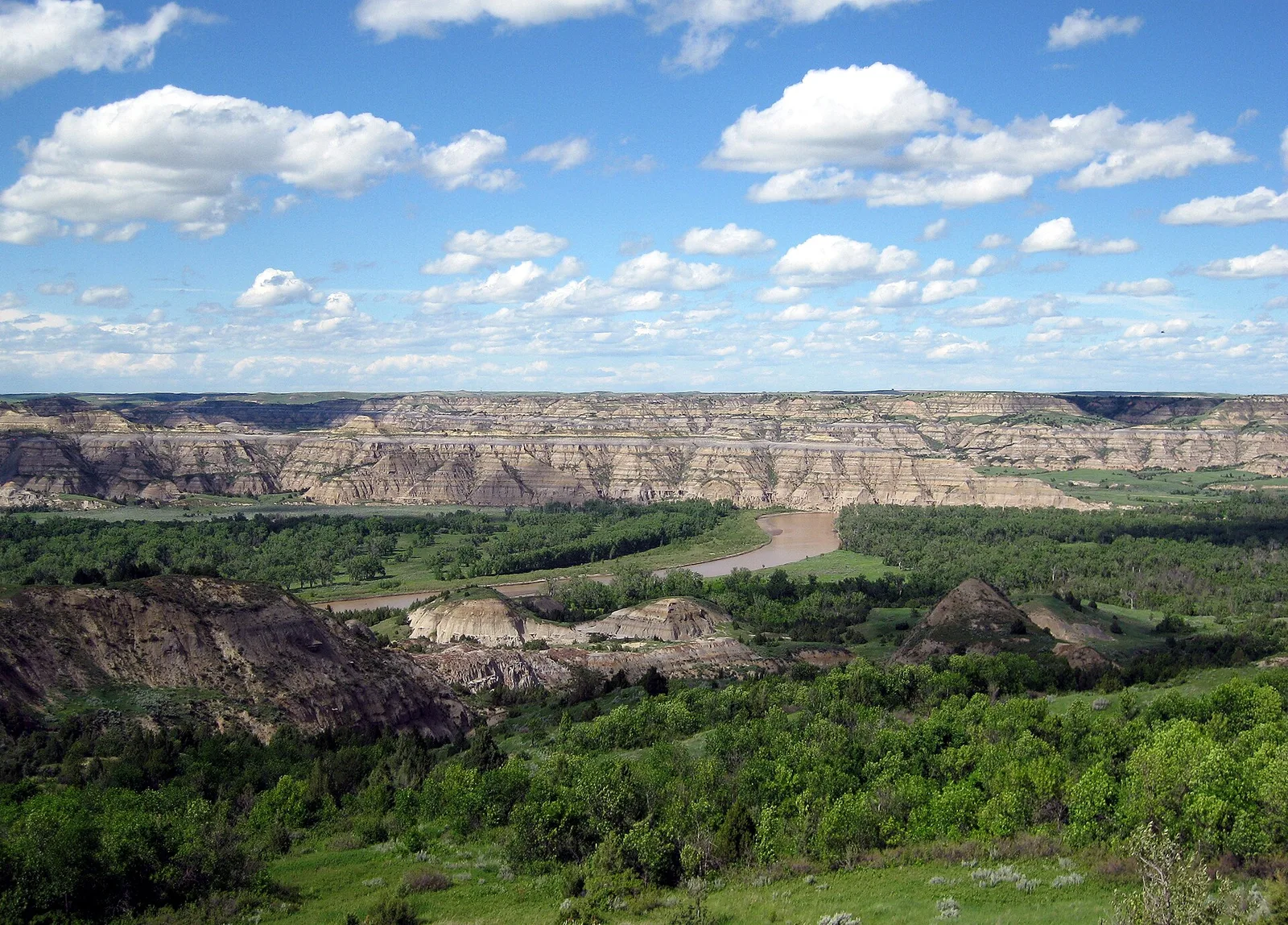 Theodore Roosevelt National Park badlands buttes and prairie in southwestern North Dakota