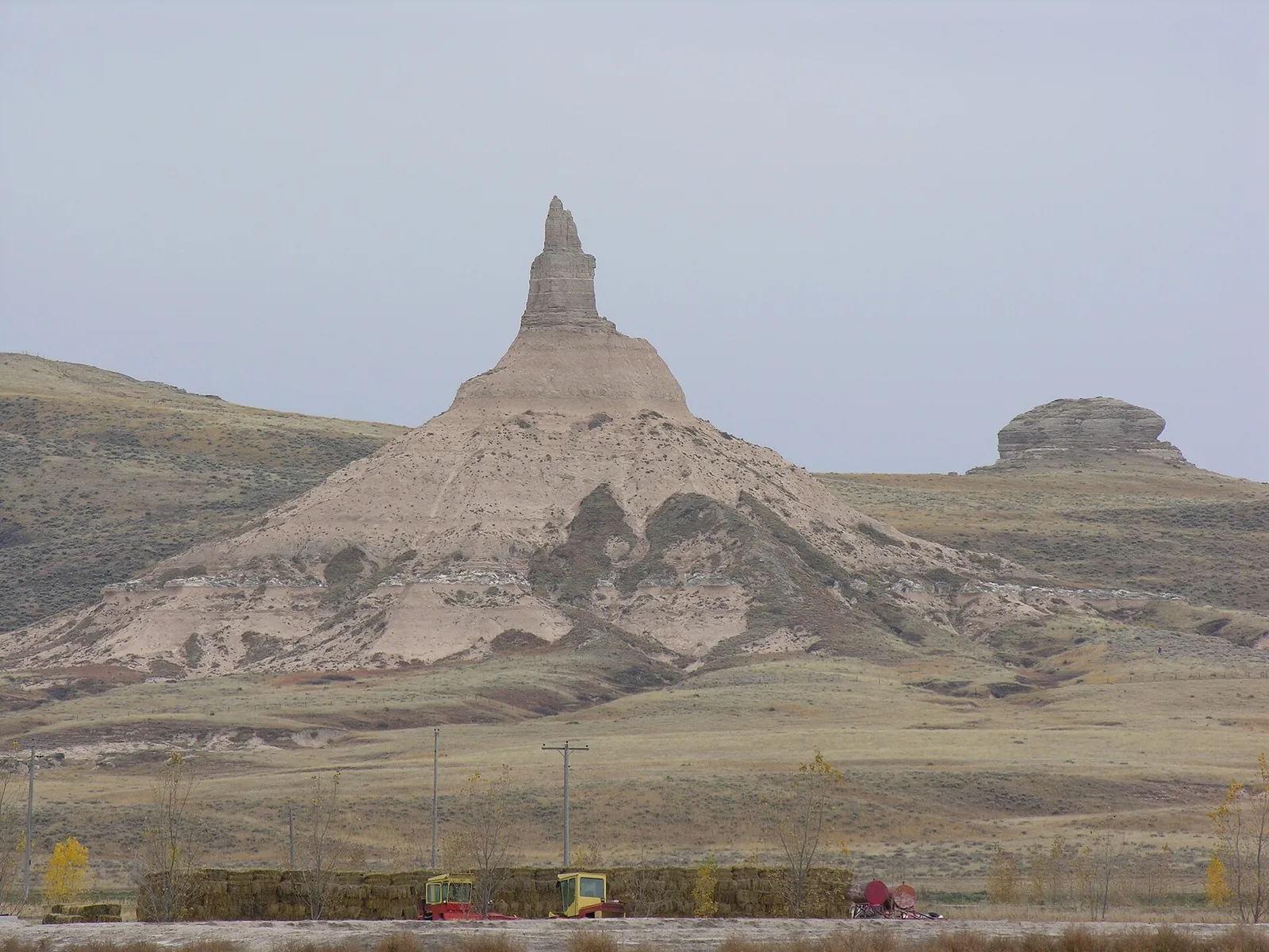 Chimney Rock National Historic Site rising above the North Platte River valley in Nebraska