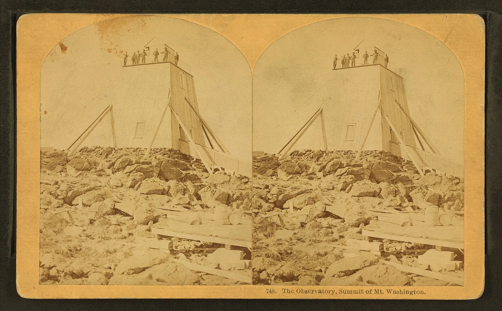 Mount Washington summit with observatory in the White Mountains of New Hampshire