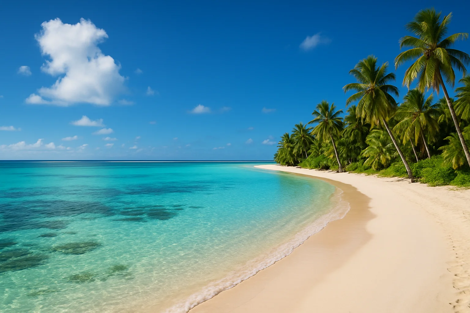 The turquoise lagoon and white sand beaches of Saipan's western coast, Northern Mariana Islands, once one of Asia's premier beach resort destinations